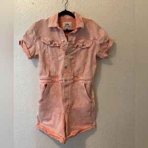 Lee Union Alls Coral white wash Denim Pocket Detail